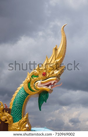 Naga statue and sky,Thailand
