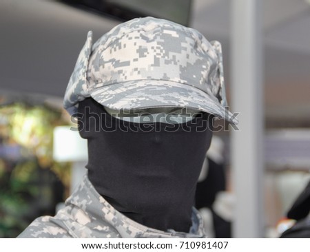Military camouflage hat from the front