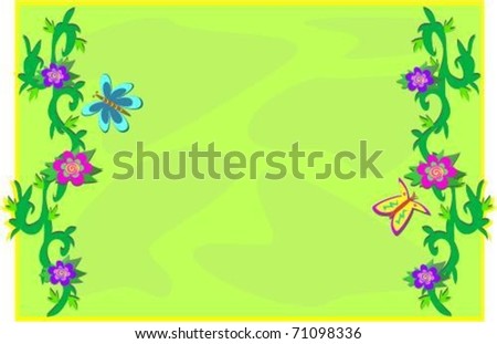 Frame with Vines, Flowers, and Butterflies