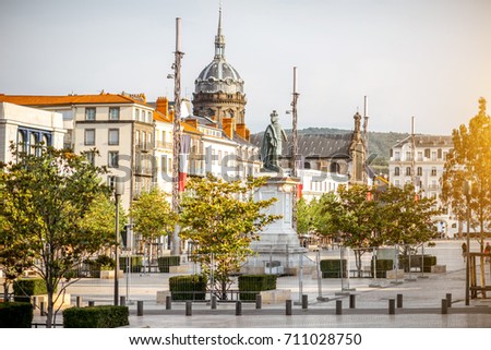 View on the Jaude square during the morning light in Clermont-Ferrand city in central France Royalty-Free Stock Photo #711028750