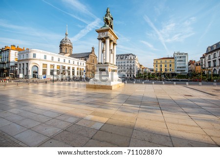 View on the Jaude square during the morning light in Clermont-Ferrand city in central France Royalty-Free Stock Photo #711028870