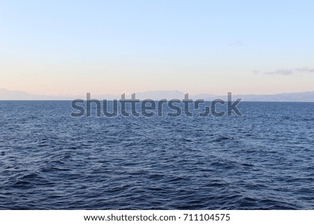 Seascape blue sea horizon and blue sky, natural photo background wallpaper 