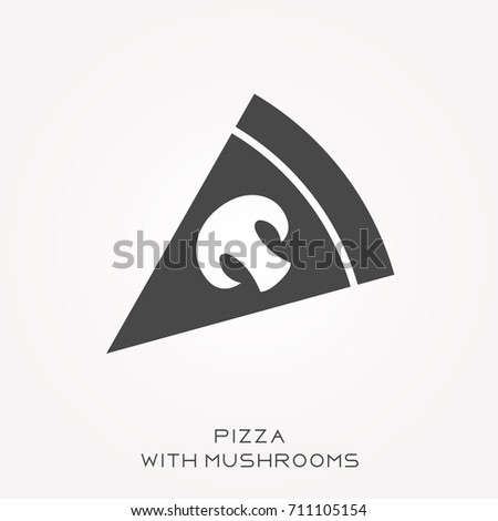 Silhouette icon pizza with mushrooms