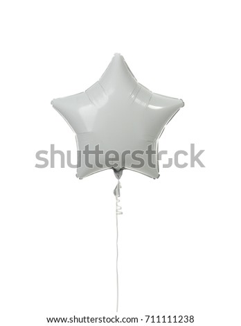 Single big star metallic balloon object for birthday isolated on a white background