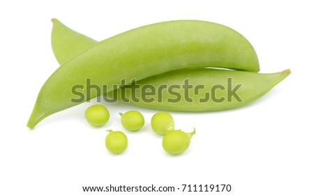 Sugar snap peas isolated white background