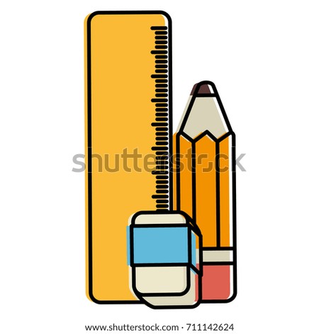 school rule with eraser and pencil