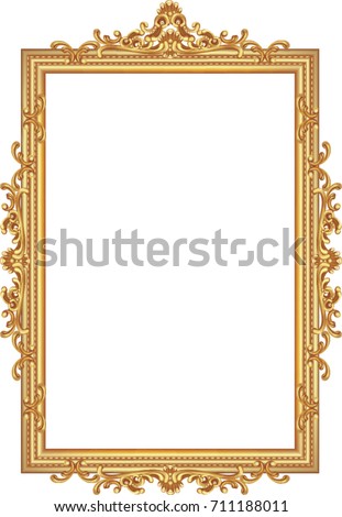 illustration of an antique golden frame isolated on white background 
