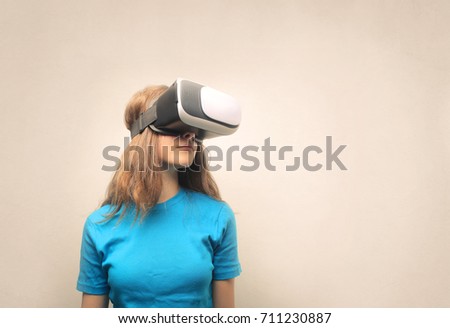 Girl using virtual reality technology