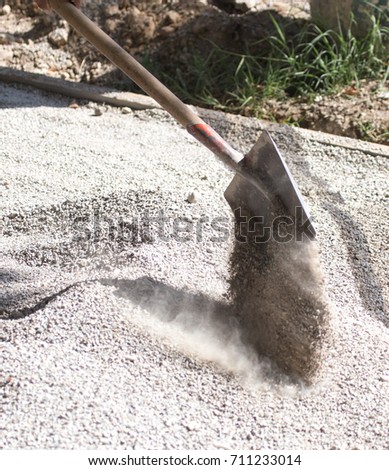 Shovel on road construction site