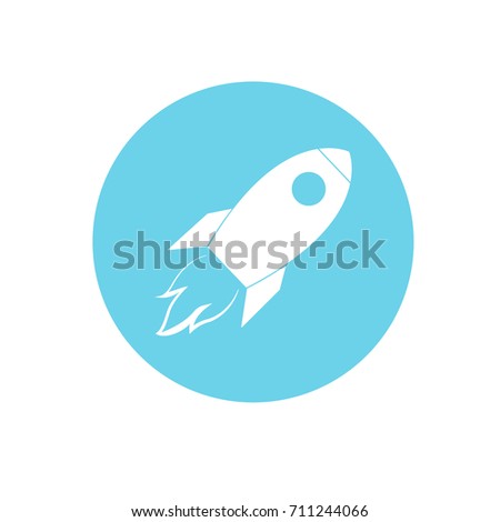 blue rocket icon, on white background.vector illustration