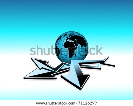 abstract background with curve arrowhead, globe