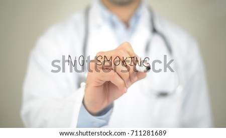 No Smoking, Doctor writing on transparent screen