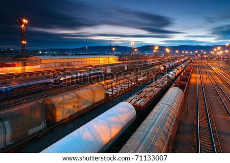 Freight Station with trains Royalty-Free Stock Photo #71133007