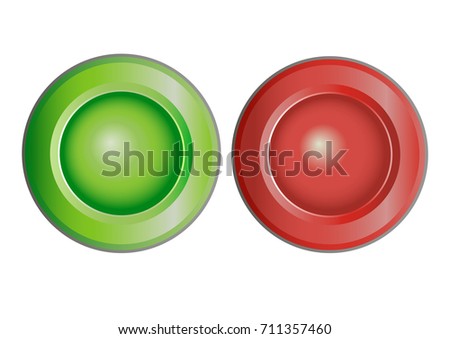 Green and red round buttons
