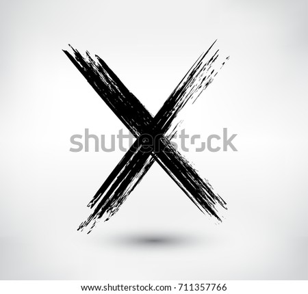X.Grunge letter X Vector cross sign.