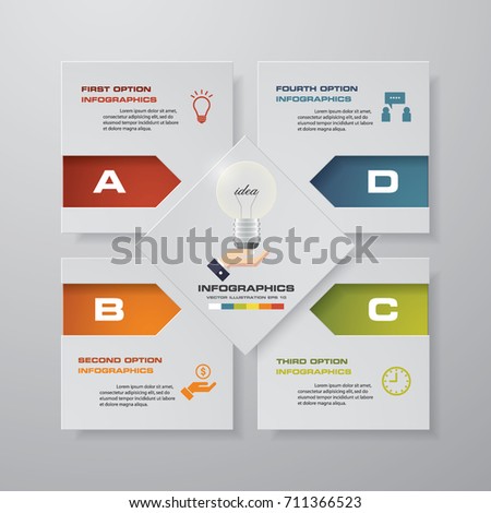 Modern 4 steps process. Simple&Editable abstract design element. EPS10.