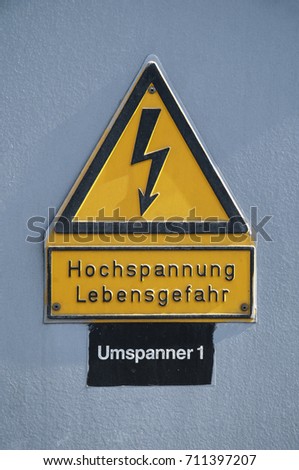 sign, caution high voltage, risk of life 