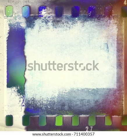 Retro film strip frames in blue and green tones with copy space.