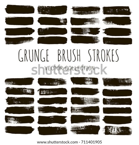 Set of black brush strokes, ink brushes, paint lines backgrounds. Paint grunge design elements, boxes, frames for text. grungy hand painted brushes isolated on white, watercolor texture.
