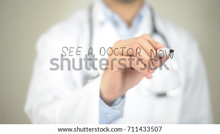 See A Doctor Now , Doctor writing on transparent screen