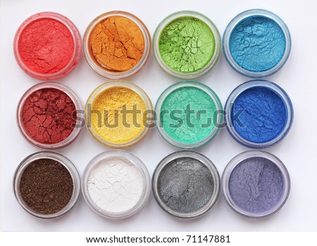 Set of colorful mineral eyeshadows