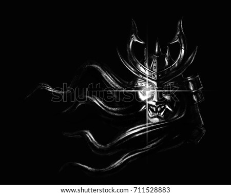 the evil mask of a samurai Royalty-Free Stock Photo #711528883