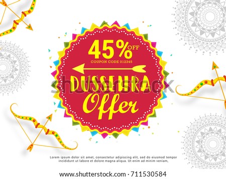 Creative illustration,sale banner or sale poster for Dussehra celebration.