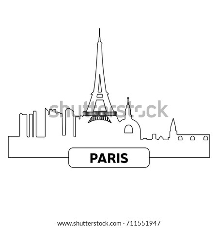 Outline of a cityscape of Paris, Vector illustration
