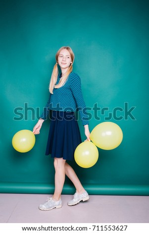 fun girl with balls. long hair and troubled skin. emotional portrait. Wallpaper for desktop