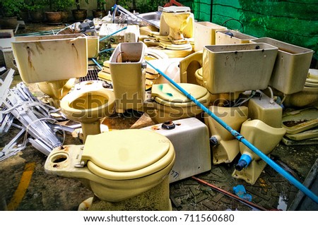 Abandoned dirty toilet / destroy the toilet / Composing picture vintage style