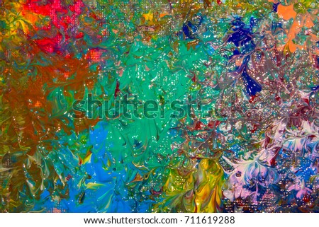 Multicolored abstraction of acrylic. Background. Texture.
