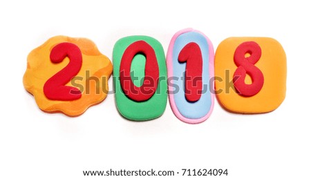 Color plasticine numbers, isolated.