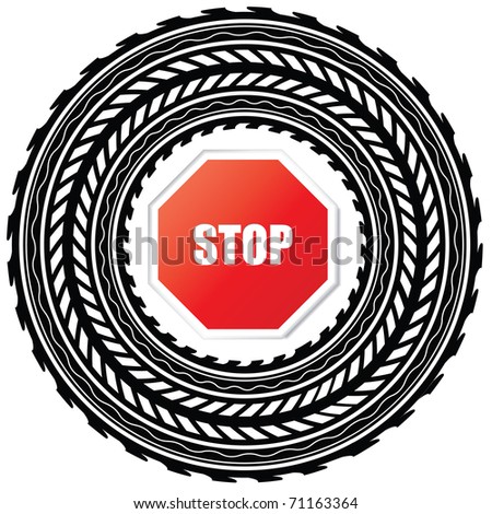 tire track with stop sign