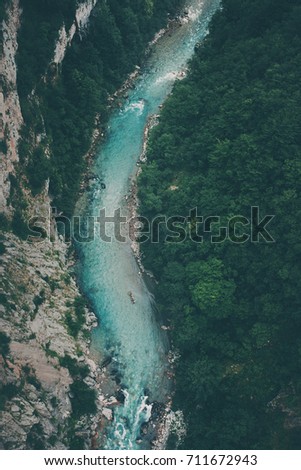 Aerial photography of beautiful mountain river canyon