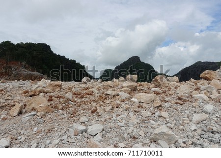 Limestone quarry, Mining.