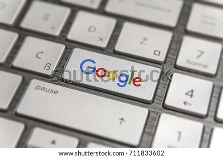 Keyboard with key Enter button modern pc text communication board Royalty-Free Stock Photo #711833602