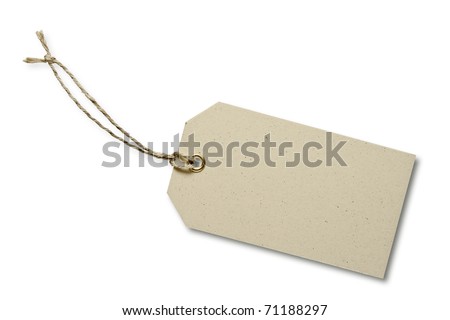 Blank tag tied with string. Price tag, gift tag, sale tag, address label Royalty-Free Stock Photo #71188297