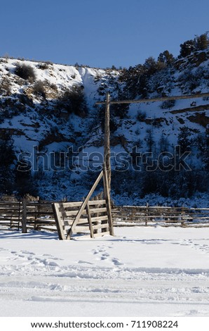 Snowy corral in Utah.