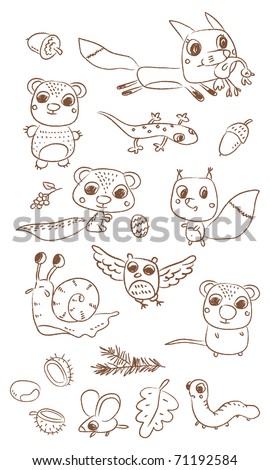 animals vector drawing set