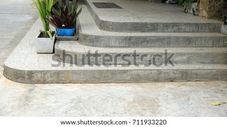 Concrete stairs decorated with ceramic  tiles   
                     