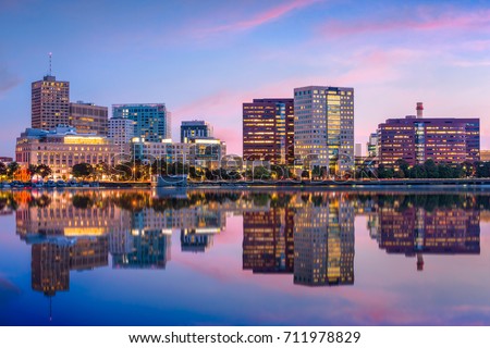 Cambridge, Massachusetts, USA skyline at twilight.