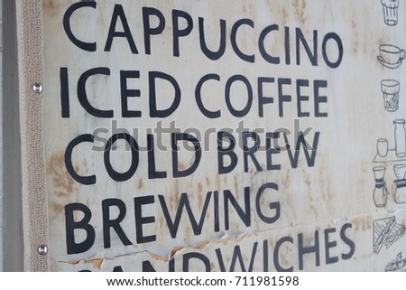 Close up coffee menu sign