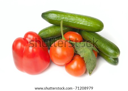 Ripe vegetables isolated on white background