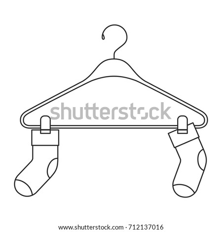 monochrome silhouette of pair of socks in clothes hanger vector illustration