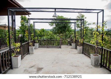 The art of architect, Black rail light at  outdoor place with nature background