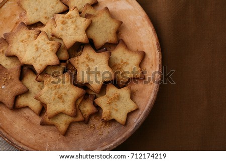 Christmas gingerbread cookies, food above