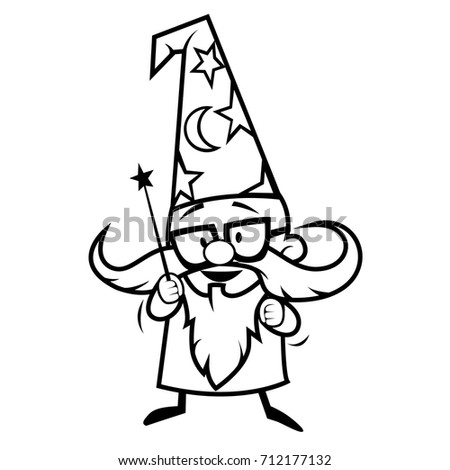 Wizard vector character shape. Funny modern logo outline. EPS.
