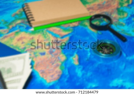 concept of travel. blurred background map