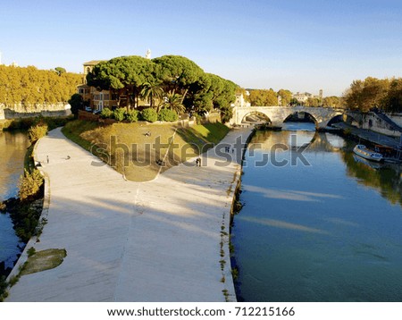 Tiberina island in Tiber river in Rome