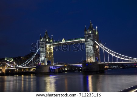 Tower Bridge in London by night